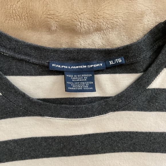 Vintage Ralph Lauren Sport T Shirt grey and cream - Picture 3 of 5